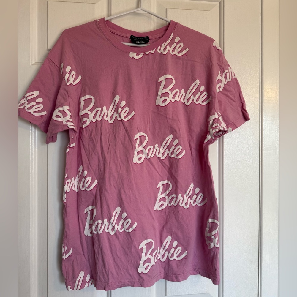 Barbie Movie Pink Graphic Tee Shirt - Bershka - Size Large